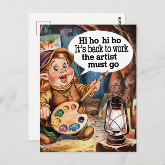 Kunstenaar Dwarf zingt zichzelf weer aan het werk Briefkaart (Voorkant / Achterkant)