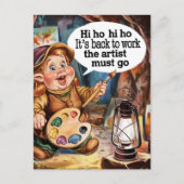 Kunstenaar Dwarf zingt zichzelf weer aan het werk Briefkaart (Voorkant)