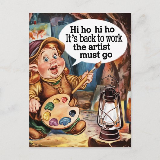 Kunstenaar Dwarf zingt zichzelf weer aan het werk Briefkaart (Voorkant)