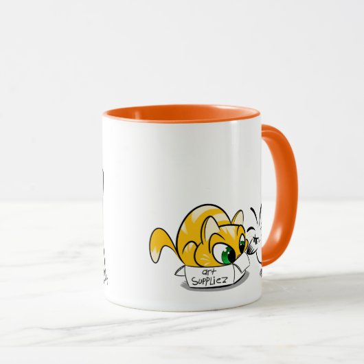 KUNSTENAAR EN CAT Mok door Jeff Willis Art (Voorkant rechts)