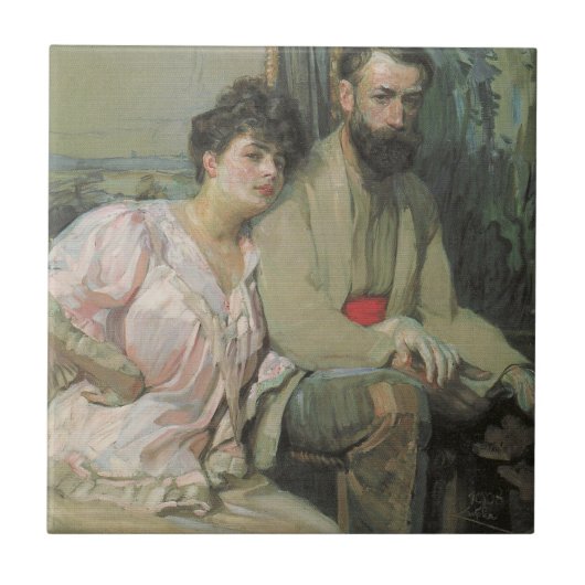 Kunstenaar en vrouw (door Frantisek Kupka) Tegeltje (Voorkant)