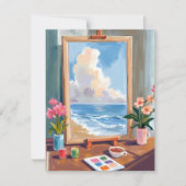 Kunstenaar Ezel Canvas Aquarel Schilderen Kaart (Voorkant)