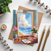 Kunstenaar Ezel Canvas Aquarel Schilderen Kaart