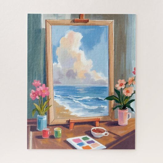 Kunstenaar Ezel Canvas Aquarel Schilderen Legpuzzel (Verticaal)