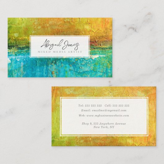 Kunstenaar gemengde media textuur distress schilde afsprakenkaartje (Voorkant / Achterkant)