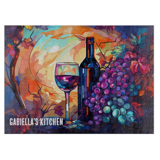 Kunstenaar in de keuken: gepersonaliseerde lijnkun snijplank (Voorkant)