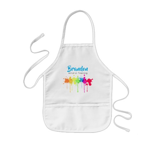 Kunstenaar in opleiding kinder schort blauw (Voorkant)