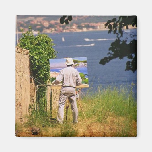Kunstenaar in St. Tropez Magneet (Voorkant)