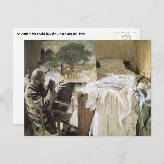 Kunstenaar in Zijn Studio door John Singer Sargent Briefkaart (Voorkant / Achterkant)