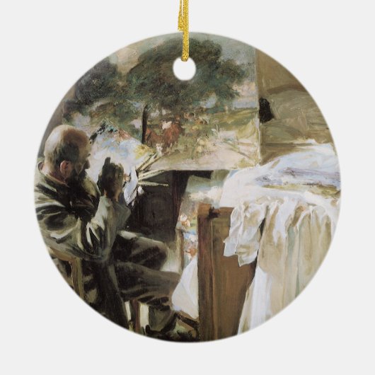 Kunstenaar in Zijn Studio door John Singer Sargent Keramisch Ornament (Achterkant)