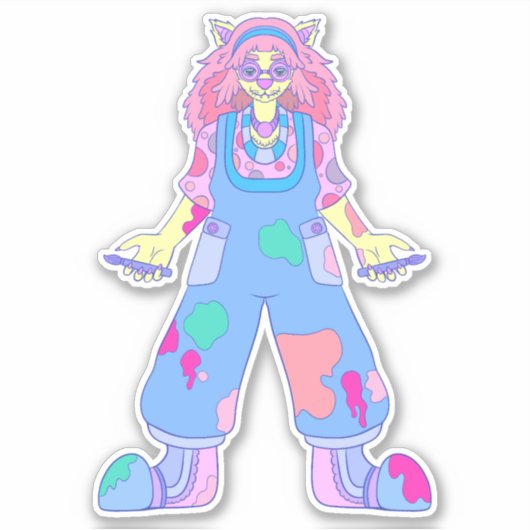 Kunstenaar Kat Sticker (Voorkant)