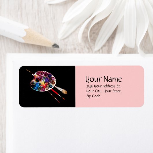 KUNSTENAAR KLEUR PALET, zwart roze Etiket (Insitu)