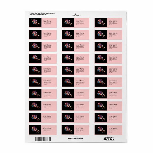 KUNSTENAAR KLEUR PALET, zwart roze Etiket (Full Sheet)