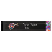 KUNSTENAAR KLEURENPALET EN BORSTELS, zwart Naambordje (Voorkant)