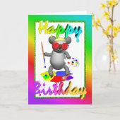 Kunstenaar Koala Birthday Kaart (Gele Bloem)