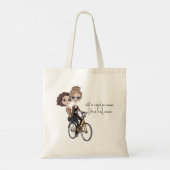 Kunstenaar Mam/Dochter op Fiets Tekening ‘Cool Mom Tote Bag (Achterkant)