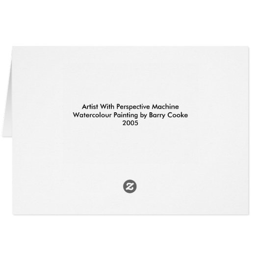 Kunstenaar met perspectiefmachine (Achterkant Horizontaal)