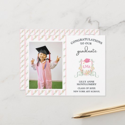 Kunstenaar Monogram Afstudeer Tuinbord Briefkaart (Voorkant / Achterkant in situ)