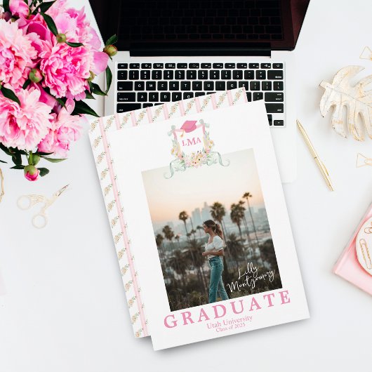 Kunstenaar Monogram Foto Afstudeerannonce Kaart