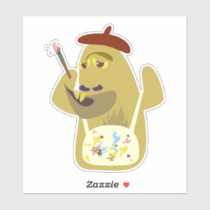 Kunstenaar Monster Plezier Karakter Cartoon Kunst Sticker