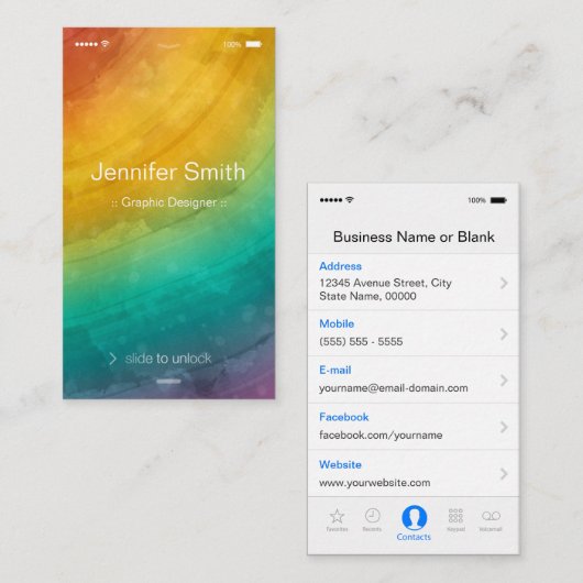 Kunstenaar/Ontwerper - Eenvoudige generieke stijl Visitekaartje (Voorkant / Achterkant)