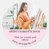 Kunstenaar ontwerper foto QR code bedrijf Ronde Sticker (Voorkant)