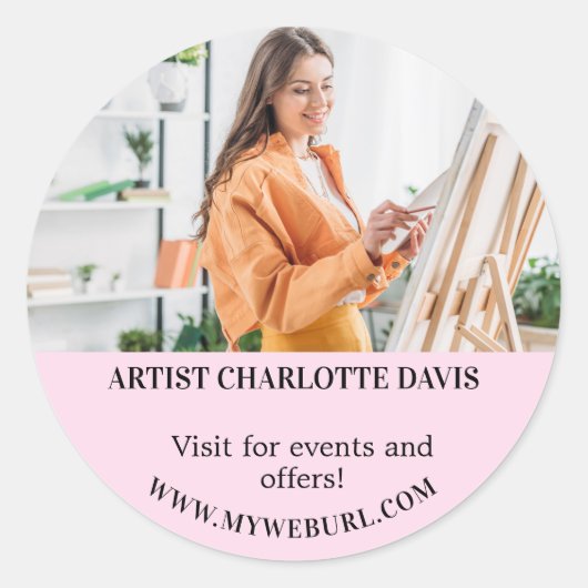 Kunstenaar ontwerper foto QR code bedrijf Ronde Sticker (Voorkant)