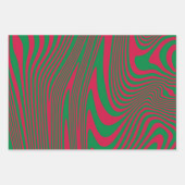 Kunstenaar Op-Art Rood Groen Kerstmis Strepen Patr Inpakpapier Vel (Voorkant 3)