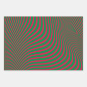 Kunstenaar Op-Art Rood Groen Kerstmis Strepen Patr Inpakpapier Vel (Voorkant 2)