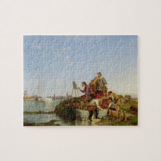 Kunstenaar op zijn Easel en Shipping na 1894 (olie Legpuzzel (Horizontaal)