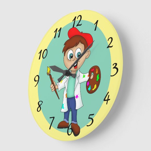 Kunstenaar, palet en schilderpenseel grote klok (Hoek)