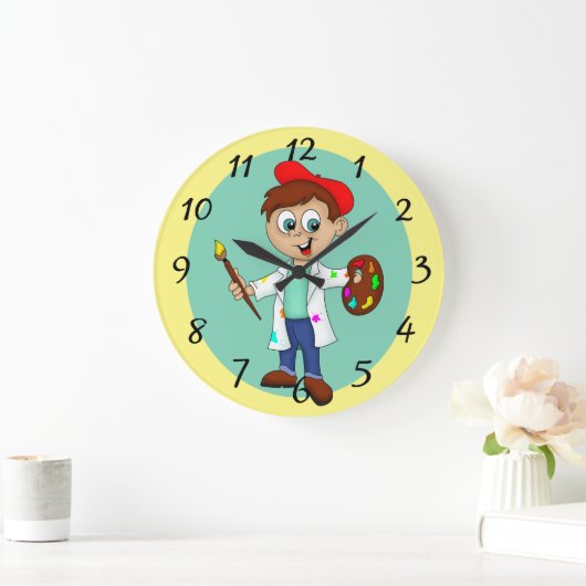 Kunstenaar, palet en schilderpenseel grote klok (Huis)