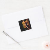 kunstenaar Pinup Girl met de schilder Vierkante Sticker (Envelop)