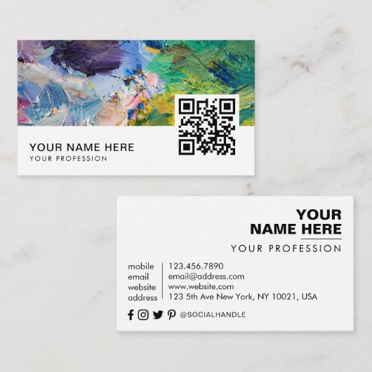 kunstenaar QR Code Visitekaartje (Voorkant / Achterkant)