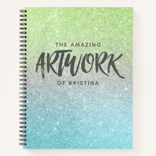 Kunstenaar Schetsboek Elegant Teal Groen Glitter Notitieboek