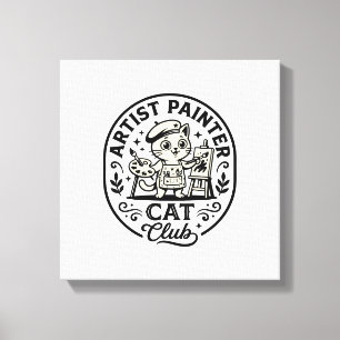 Kunstenaar Schilder Kat Grappige Kat Grafisch - Ku Canvas Afdruk