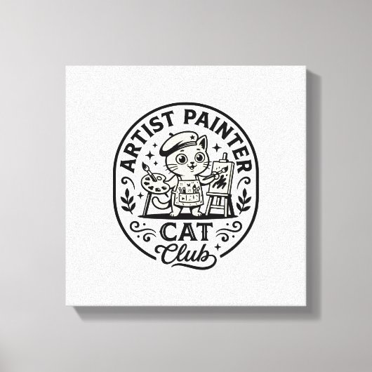 Kunstenaar Schilder Kat Grappige Kat Grafisch - Ku Canvas Afdruk (Voorkant)