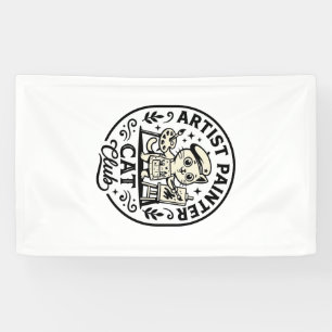 Kunstenaar Schilder Kat Grappige Kat Grafisch - Ku Spandoek
