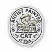 Kunstenaar Schilder Kat Grappige Kat Grafisch - Ku Sticker (Voorkant)