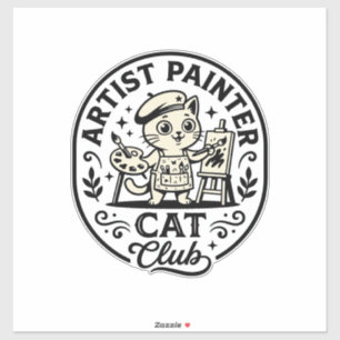 Kunstenaar Schilder Kat Grappige Kat Grafisch - Ku Sticker