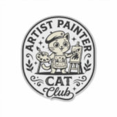 Kunstenaar Schilder Kat Grappige Kat Grafisch - Ku Sticker (Voorkant)