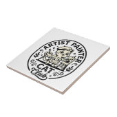 Kunstenaar Schilder Kat Grappige Kat Grafisch - Ku Tegeltje (Zijkant)