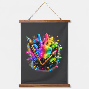 Kunstenaar Schilder Kleurrijke Schilderij Hangend Wandkleed