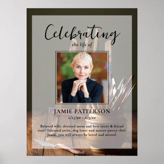 Kunstenaar, Schilder, Viering van het Leven Rouwdi Poster (Voorkant)