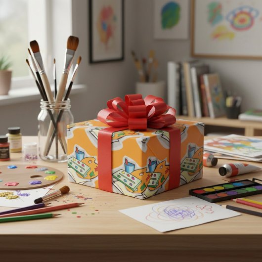 Kunstenaar Schildert Cadeaupapier