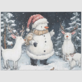 Kunstenaar Snowman Forest Illustratie Kerstmis Tissuepapier
