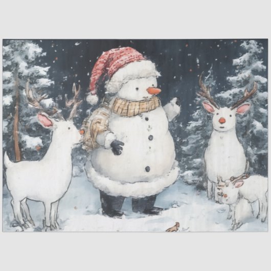 Kunstenaar Snowman Forest Illustratie Kerstmis Tissuepapier (Voorkant)