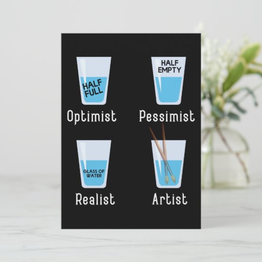 Kunstenaar speelt schimmelaar kunstenaars bedankkaart (Staand voorkant)