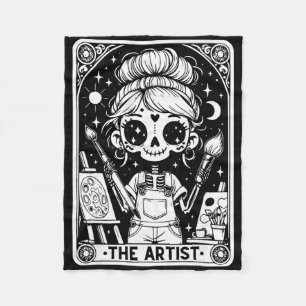 Kunstenaar Tarotkaart Skelet Schilder Kunstleraar Fleece Deken