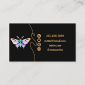 Kunstenaar tattoo, Moth, Pastel, Visitekaartje (Achterkant)